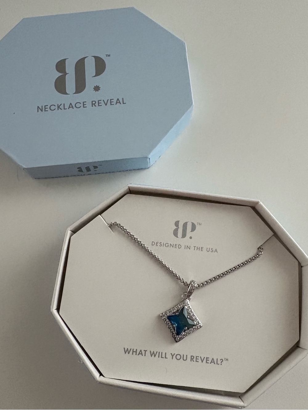 Bomb Party Kite Soirée Necklace NK98727 Azure Blue BiColor Tourmaline Rhodium - Picture 2 of 7